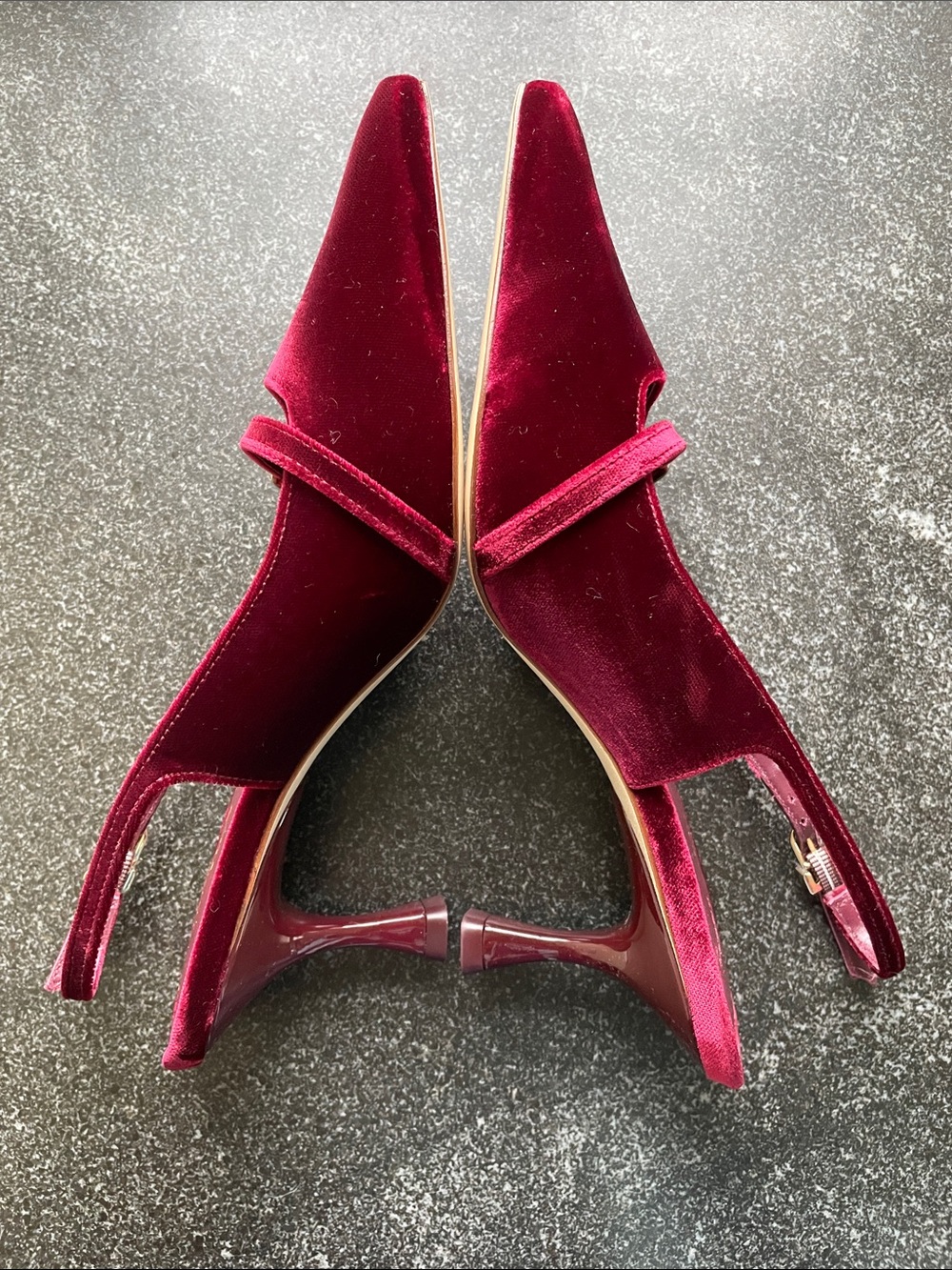 NWOT Larroude Size 7 Ines Wine Velvet Slingback Pointed-Toe Heels Burgundy - Picture 5 of 16